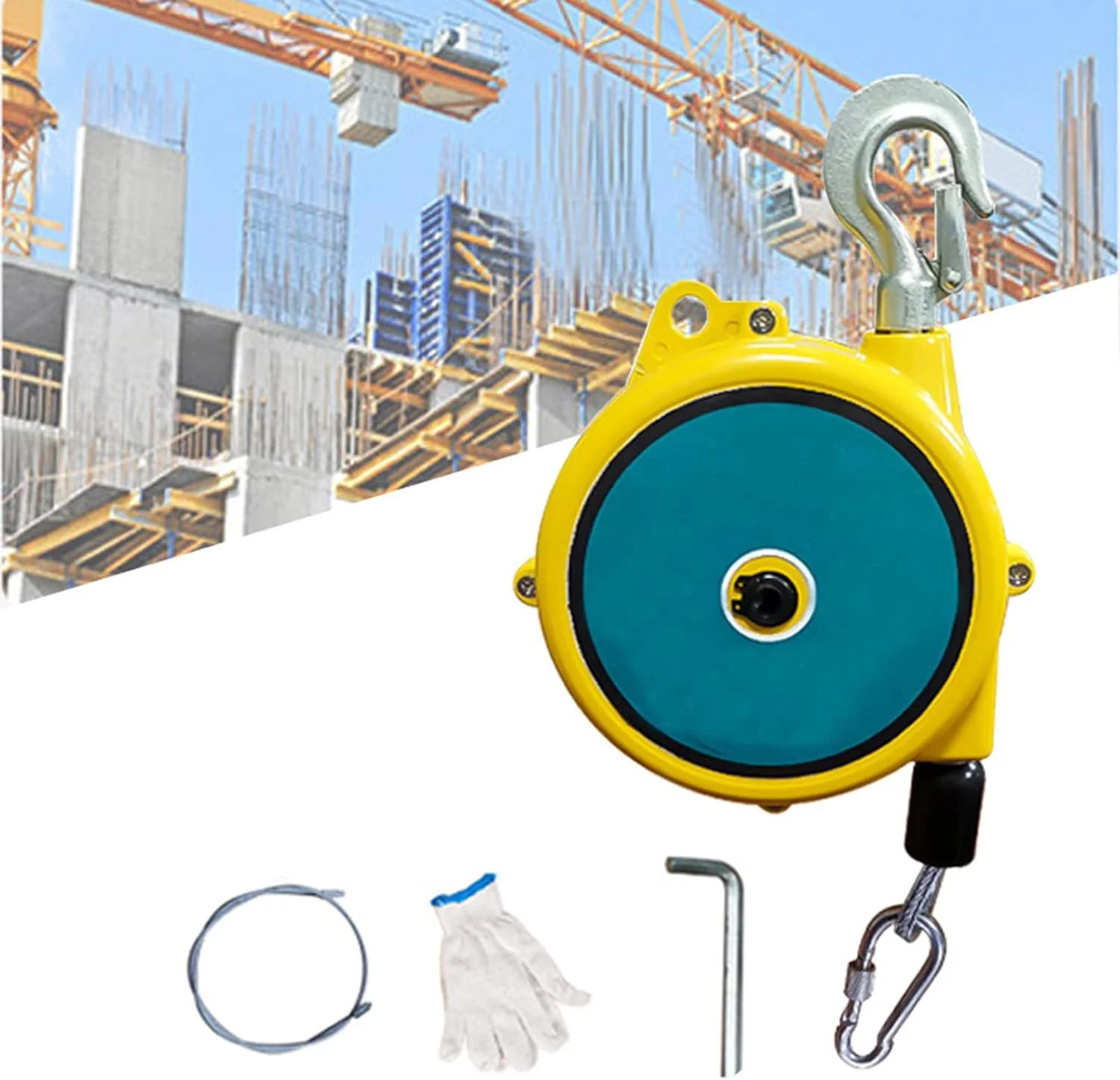 ابزار فنری تعادل، نگهدارنده آویز ابزار جمع شونده فنری قابل تنظیم با قلاب و سیم بکسل 3 متری برای خط مونتاژ و تجهیزات هیدرولیک