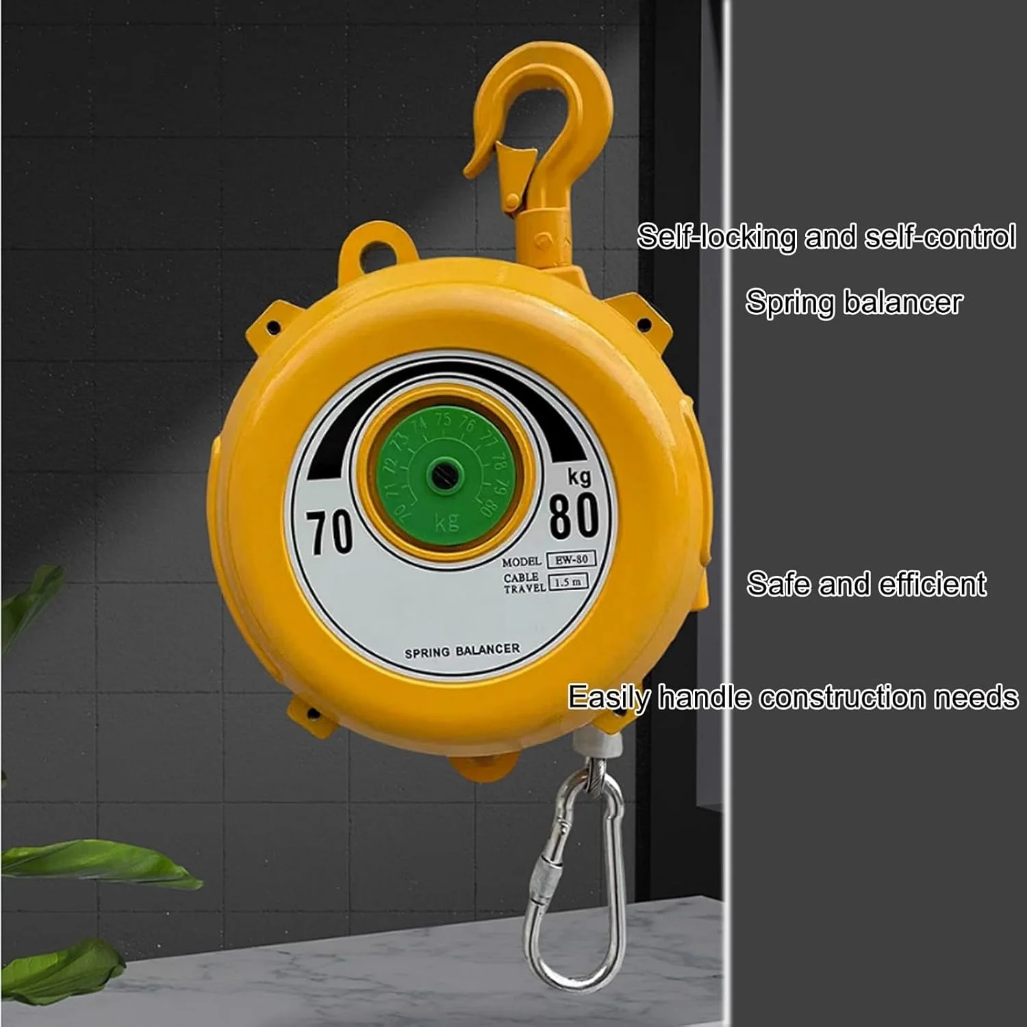 بالانسر فنری، نگهدارنده بالانسر ابزار، ظرفیت باربری قوی، بالانسر فنری با عملکرد خود قفل شونده، برای ماشین آلات ساختمانی کارگاه کارخانه (سایز: 100-120 کیلوگرم)