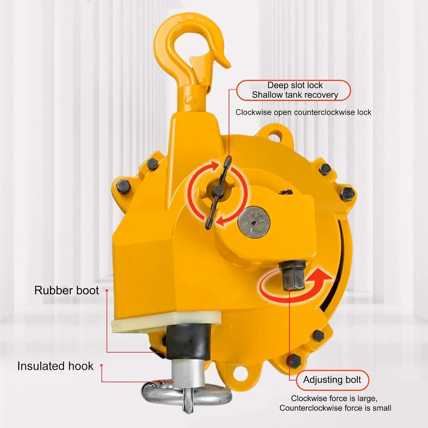 بالانسر فنری، نگهدارنده بالانسر ابزار، ظرفیت باربری قوی، بالانسر فنری با عملکرد خود قفل شونده، برای ماشین آلات ساختمانی کارگاه کارخانه (سایز: 100-120 کیلوگرم)