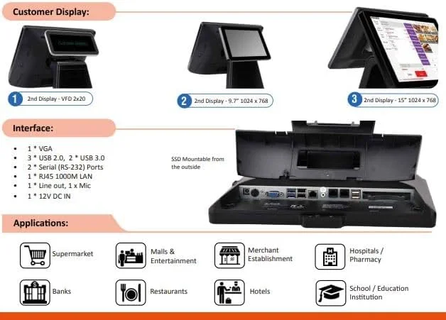 سیستم پوز EasyPOS EPPS310 با پردازنده Core i5-4210U تا 2.70 گیگاهرتز، 4 گیگابایت رم، 256 گیگابایت SSD | EPPS310-POS-SYS سیستم پوز EasyPOS EPPS310 با پردازنده Core i5-4210U تا 2.70 گیگاهرتز، 4 گیگابایت رم، 256 گیگابایت SSD | EPPS310-POS-SYS