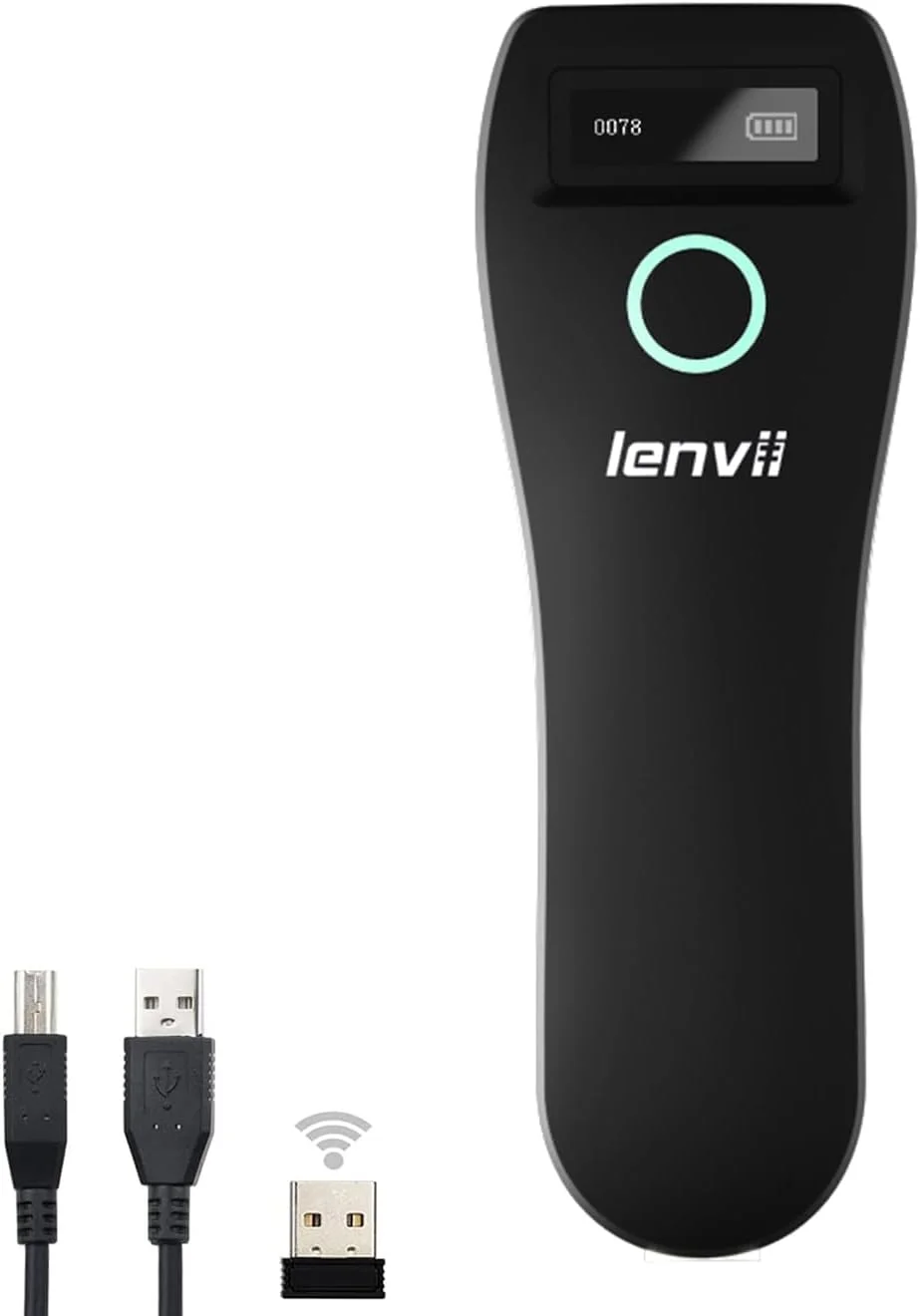 اسکنر بارکد دوبعدی بلوتوثی کوچک LENVII، بارکدخوان بی‌سیم قابل حمل 1D/2D/QR با عملکرد اسکن 3 در 1 سازگار با ویندوز، اندروید، iOS، تبلت‌ها یا کامپیوترها، قابلیت اسکن بارکد از روی صفحه نمایش