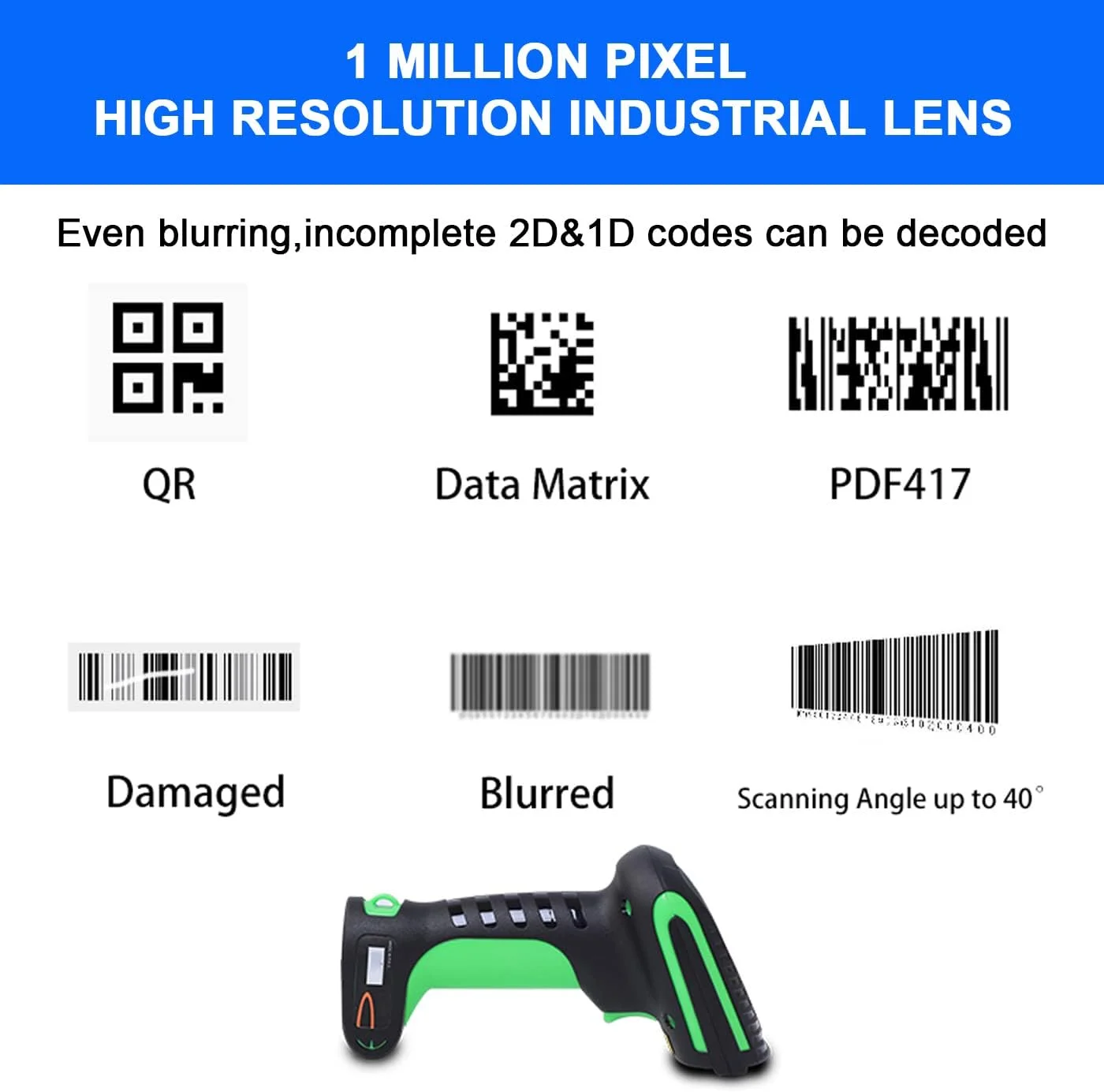 اسکنر بارکد دو بعدی صنعتی LENVII MD8003، اسکنر کد QR سیمی، بارکد خوان 1D، اسکنر بارکد USB، سازگار با کدهای فلزی، چاپ جوهر افشان و قابلیت رمزگشایی قدرتمند