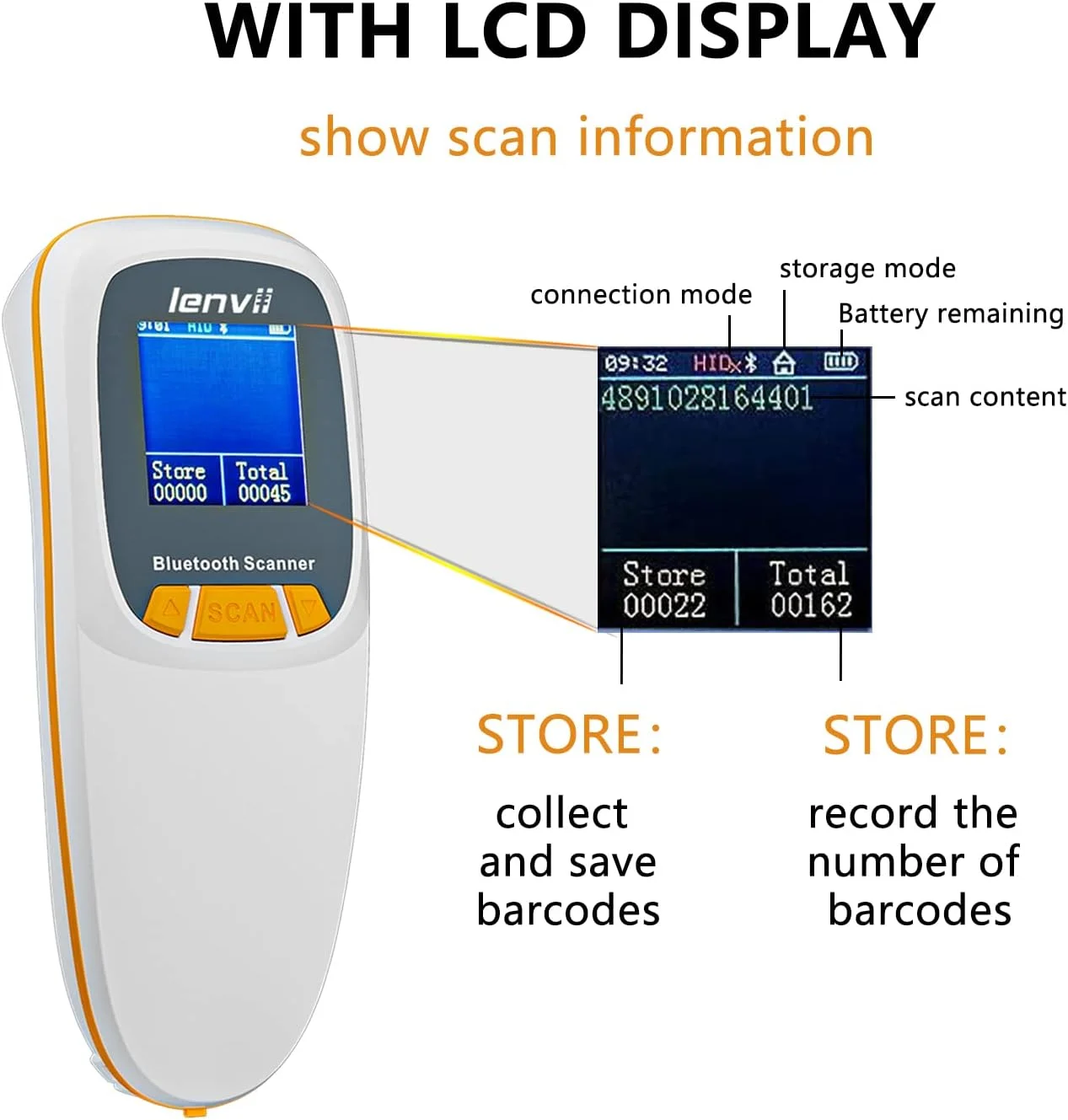 بارکد خوان مینی بی سیم دو بعدی LENVII R777 با صفحه نمایش LCD، بارکد خوان QR قابل حمل (سفید) بارکد خوان مینی بی سیم دو بعدی LENVII R777 با صفحه نمایش LCD، بارکد خوان QR قابل حمل (سفید)
