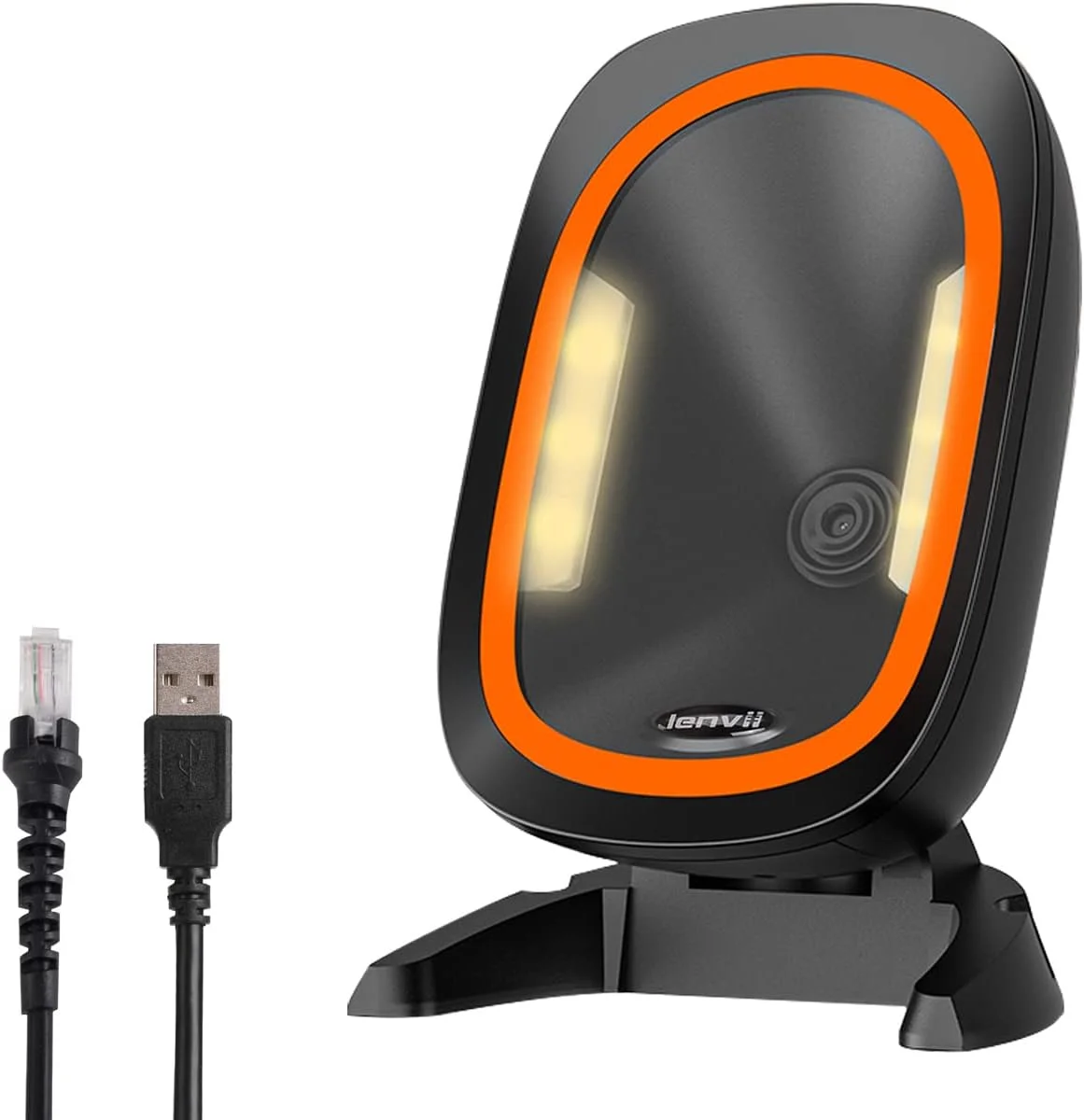 اسکنر بارکد رومیزی LENVII D2200، اسکنر بارکد دو بعدی چند جهته، هندزفری، اتوماتیک، USB، اسکنر کد QR، حسگر تصویر اتوماتیک، اسکنر بارکد تک بعدی