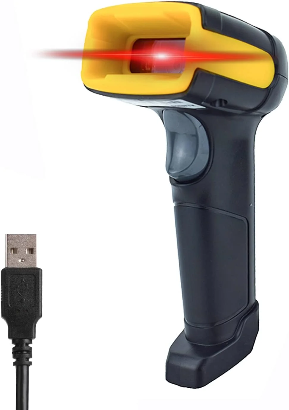 بارکد خوان سیمی دو بعدی LENVII | بارکد خوان کد QR Plug and Play | بارکد خوان دستی 1D برای فروشگاه، سوپرمارکت، لجستیک، کتابخانه | سازگار با خواندن بارکد 1D/2D - زرد