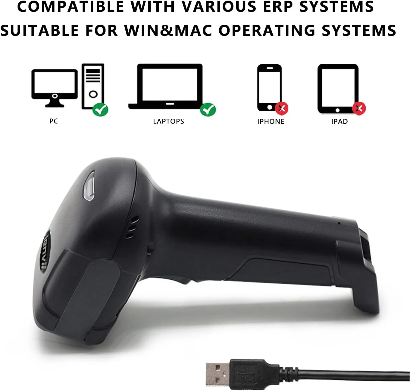 اسکنر بارکد سیمی دو بعدی LENVII F510، اسکنر کد QR دستی، بارکد USB اسکنر بارکد سیمی دو بعدی LENVII F510، اسکنر کد QR دستی، بارکد USB