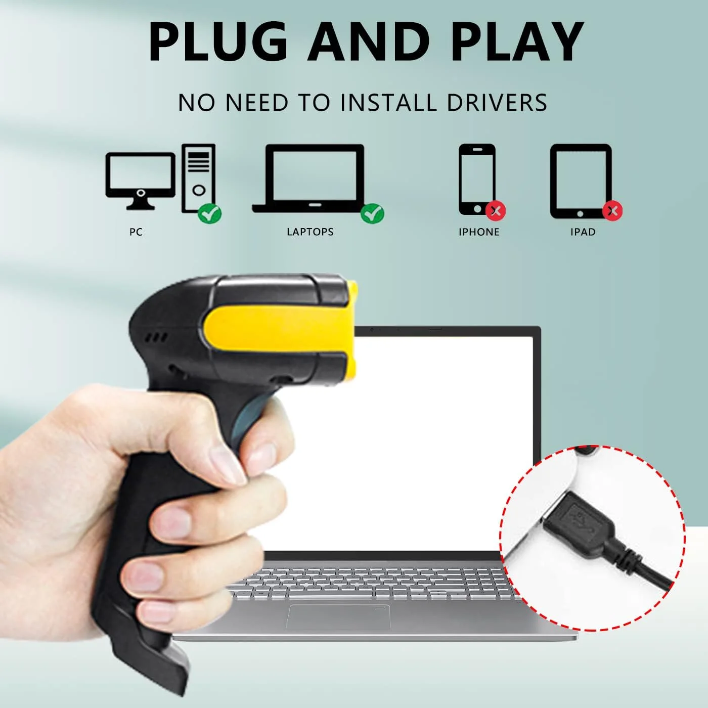 اسکنر بارکد سیمی دو بعدی LENVII F510، اسکنر کد QR دستی، بارکد خوان USB تک بعدی برای فروشگاه، سوپرمارکت، لجستیک، کتابخانه (زرد) اسکنر بارکد سیمی دو بعدی LENVII F510، اسکنر کد QR دستی، بارکد خوان USB تک بعدی برای فروشگاه، سوپرمارکت، لجستیک، کتابخانه (زرد)