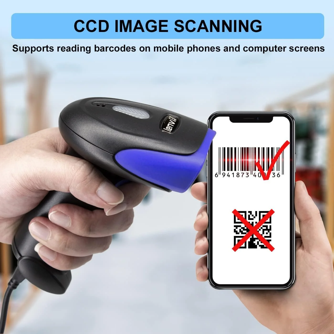 بارکد خوان سیمی تک بعدی LENVII C100، بارکد خوان دستی USB تک بعدی برای خرده فروشی، انبارداری و مدیریت موجودی. بارکد خوان سیمی تک بعدی LENVII C100، بارکد خوان دستی USB تک بعدی برای خرده فروشی، انبارداری و مدیریت موجودی.
