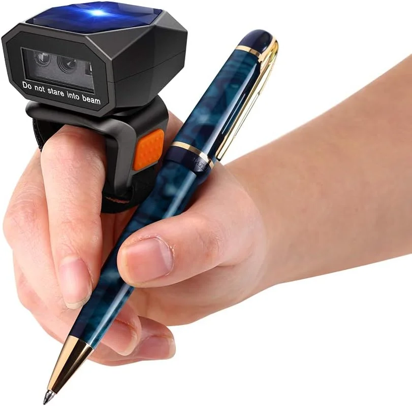 اسکنر بارکد انگشتی مینی Eyoyo 2D، اسکنر پوشیدنی 3 در 1 USB سیمی و 2.4G بی سیم و بلوتوثی، اسکنر تصویر بارکد 1D QR کد PDF417 Data Matrix برای تلفن، آیپد، کامپیوتر