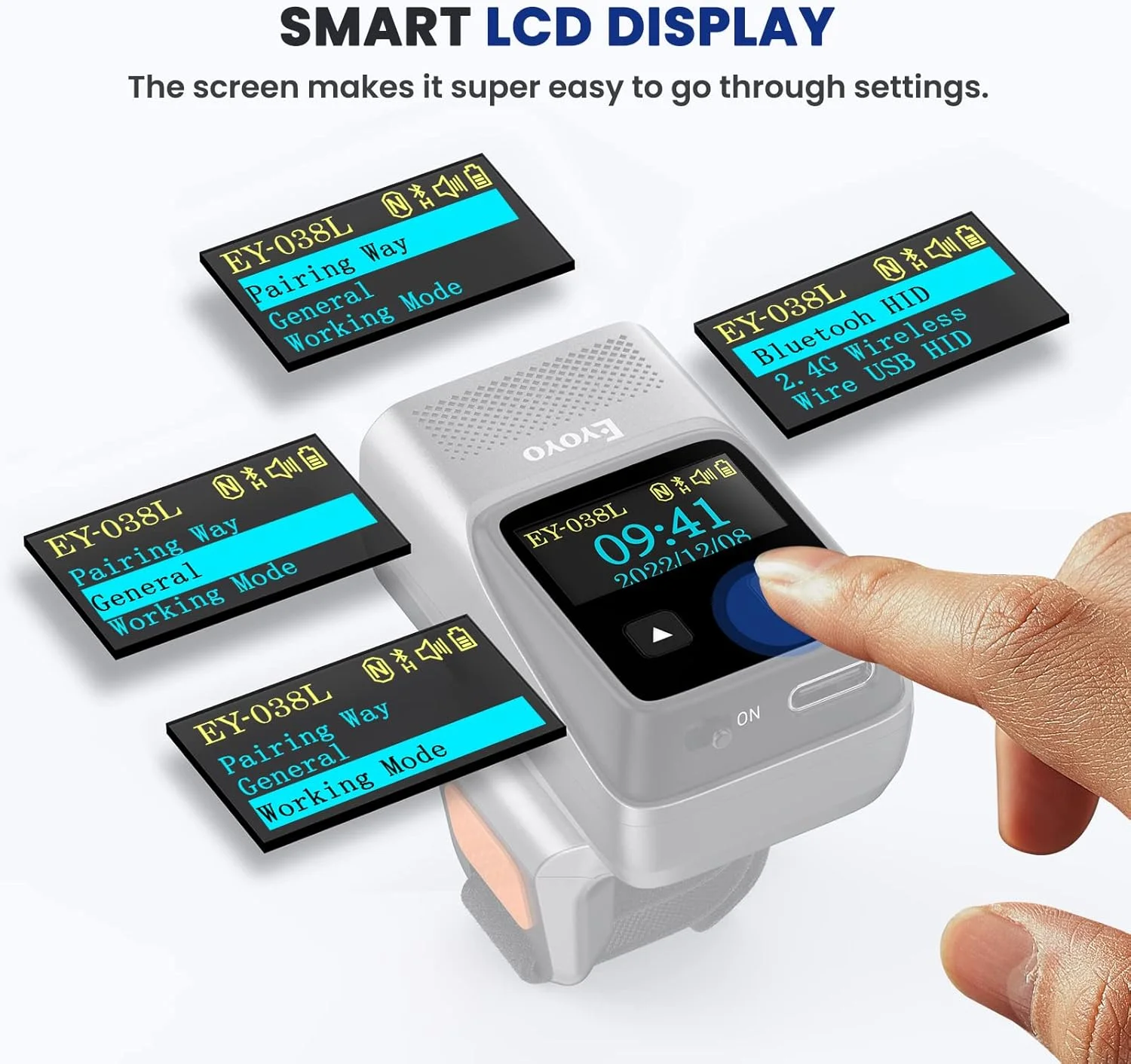 اسکنر بارکد انگشتی بلوتوثی Eyoyo