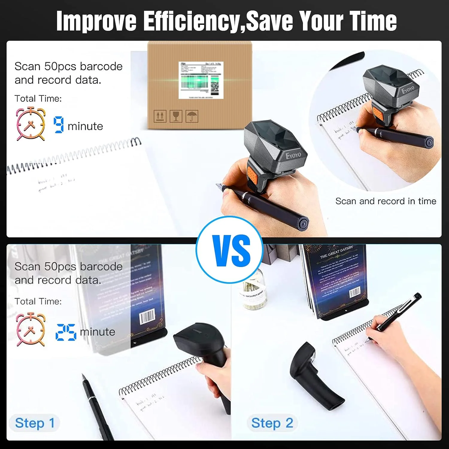 اسکنر بارکد حلقه ای بلوتوثی دو بعدی Eyoyo، اسکنر بی سیم انگشتی مچی پوشیدنی، عملکرد دست چپ/راست، بارکد خوان 1D QR PDF417 Data Matrix برای آیفون، اندروید، ویندوز، مک او اس اسکنر بارکد حلقه ای بلوتوثی دو بعدی Eyoyo، اسکنر بی سیم انگشتی مچی پوشیدنی، عملکرد دست چپ/راست، بارکد خوان 1D QR PDF417 Data Matrix برای آیفون، اندروید، ویندوز، مک او اس