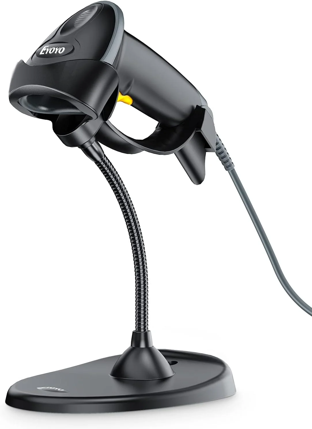 اسکنر بارکد سیمی 1D 2D Eyoyo با پایه گردن غازی، بارکد خوان دستی سیمی USB بدون نیاز به دست، اسکنر تصویربردار کد QR ماتریس داده PDF417 خودکار برای سیستم POS کامپیوتر، فروشگاه کتابخانه، سوپرمارکت