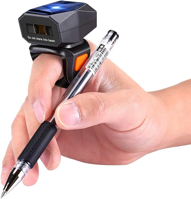 اسکنر بارکد انگشتی بلوتوثی Eyoyo 1D، مینی بارکد خوان قابل حمل با اتصال بی سیم 2.4 گیگاهرتز و USB سیمی برای آیفون، آیپد، اندروید، iOS، برای کتاب، انبار، اکسپرس