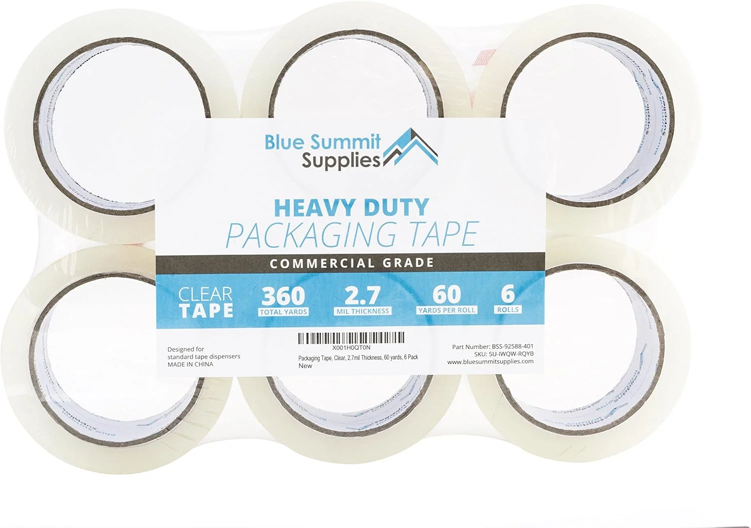 نوار بسته بندی سنگین Blue Summit Supplies، نوار بسته بندی شفاف طراحی شده برای جعبه های اسباب کشی، حمل و نقل، دفتر و انبار، ضخامت 2.7 میلی متر درجه تجاری، طول 60 یارد، مجموع 360 یارد نوار بسته بندی سنگین Blue Summit Supplies، نوار بسته بندی شفاف طراحی شده برای جعبه های اسباب کشی، حمل و نقل، دفتر و انبار، ضخامت 2.7 میلی متر درجه تجاری، طول 60 یارد، مجموع 360 یارد