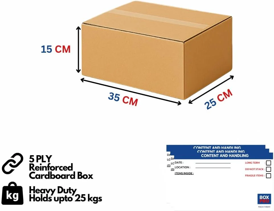 جعبه مقوایی تقویت شده باکس پرو 3 عددی 35x25x15 سانتی متر 5 لایه (14x10x6 اینچ) | ساختار 5 لایه | تحمل وزن تا 10 کیلوگرم | ایده آل برای نگهداری، حمل و نقل و تجارت الکترونیک جعبه مقوایی تقویت شده باکس پرو 3 عددی 35x25x15 سانتی متر 5 لایه (14x10x6 اینچ) | ساختار 5 لایه | تحمل وزن تا 10 کیلوگرم | ایده آل برای نگهداری، حمل و نقل و تجارت الکترونیک