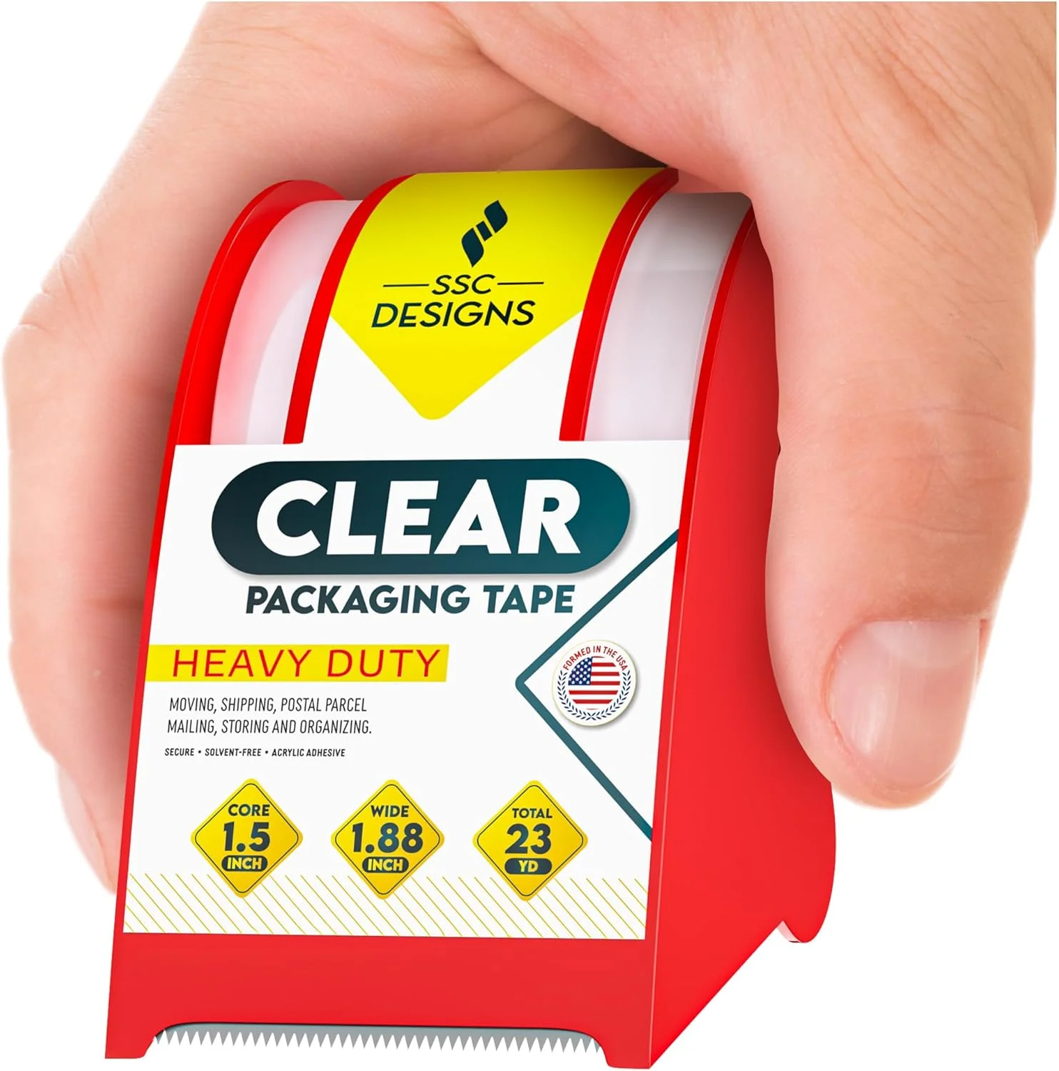 نوار چسب بسته بندی ضخیم SSCDesigns، شفاف، قوی، برای حمل و نقل و پست، بسته بندی، مهر و موم کردن، جابجایی جعبه ها، لوازم اداری، کسب و کارهای کوچک، 4.8 سانتی متر × 21 متر، هسته 3.8 سانتی متری، همراه با پخش کننده، 1 عدد نوار چسب بسته بندی ضخیم SSCDesigns، شفاف، قوی، برای حمل و نقل و پست، بسته بندی، مهر و موم کردن، جابجایی جعبه ها، لوازم اداری، کسب و کارهای کوچک، 4.8 سانتی متر × 21 متر، هسته 3.8 سانتی متری، همراه با پخش کننده، 1 عدد