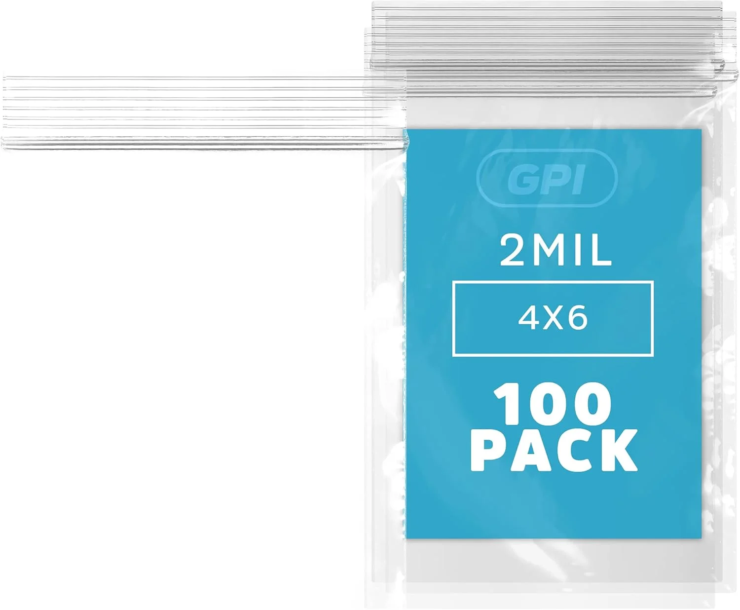 کیسه های زیپ دار پلاستیکی شفاف GPI - بسته عمده 100 عددی 4" x 6" با ضخامت 2 میل، قوی و بادوام، دارای قفل زیپ دار قابل باز و بسته شدن برای مسافرت، نگهداری، بسته بندی و حمل و نقل