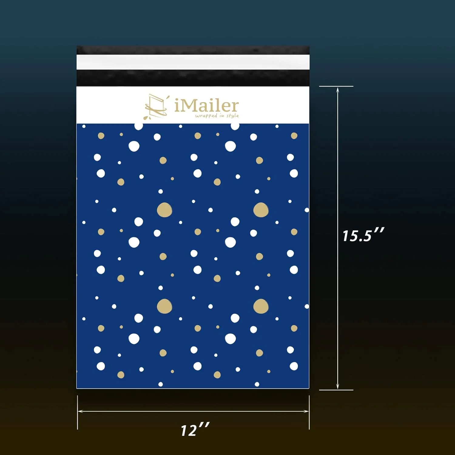 پاکت پستی پلی اتیلن طرح خال خال آبی iMailer سایز 12 در 15.5 اینچ (100 عددی) - دارای چسب سرخود پاکت پستی پلی اتیلن طرح خال خال آبی iMailer سایز 12 در 15.5 اینچ (100 عددی) - دارای چسب سرخود