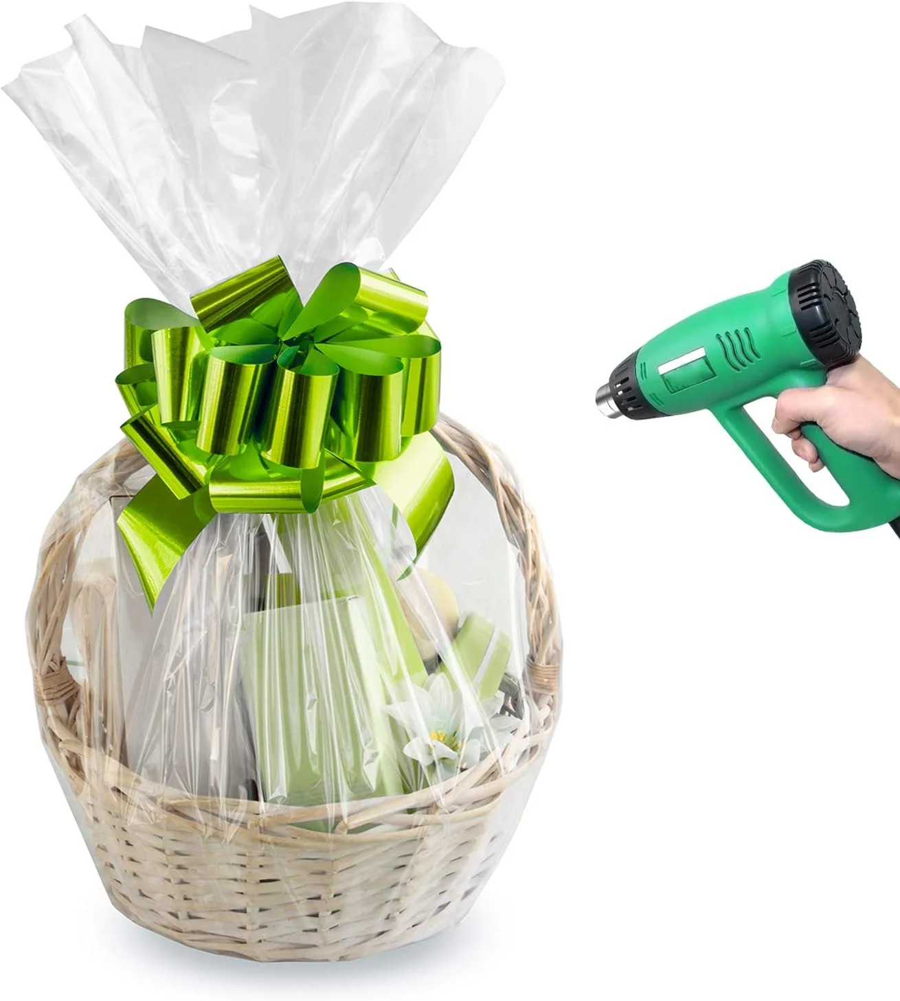 بسته 50 عددی روکش حرارتی Morepack، سایز 38x53 سانتی متر، کیسه های شفاف PVC برای بسته بندی هدیه، سبد و پروژه های DIY خانگی