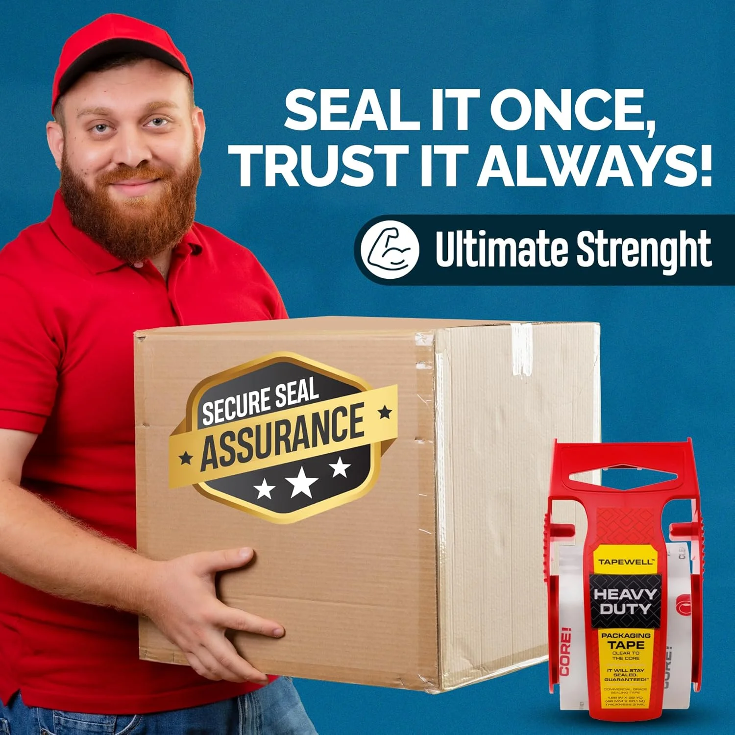 نوار بسته بندی ضخیم Tapewell با دستگاه پخش کننده، هسته 1.5 اینچی - 3 رول - نوار چسب شفاف برای جعبه ها، بسته بندی، ارسال پستی و لوازم اسباب کشی - 1.88 اینچ در 22.2 یارد نوار بسته بندی ضخیم Tapewell با دستگاه پخش کننده، هسته 1.5 اینچی - 3 رول - نوار چسب شفاف برای جعبه ها، بسته بندی، ارسال پستی و لوازم اسباب کشی - 1.88 اینچ در 22.2 یارد