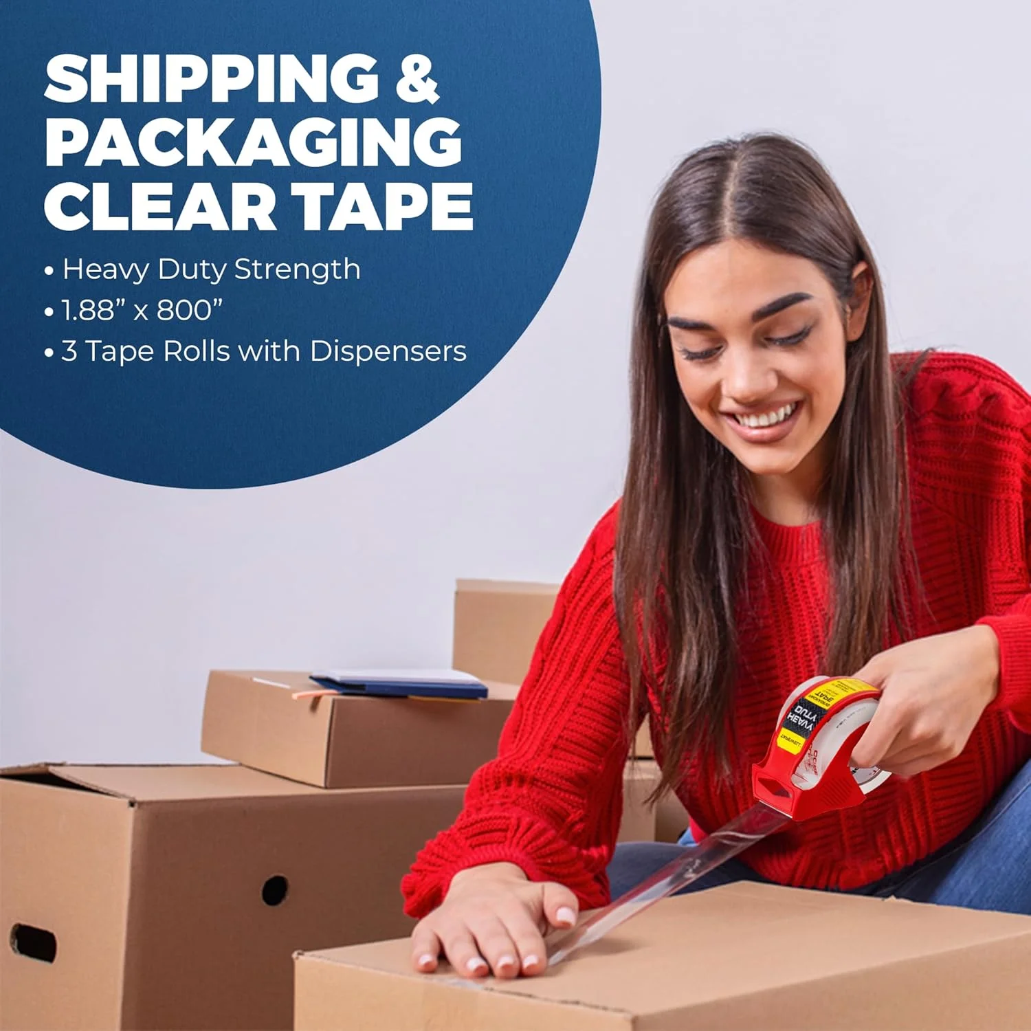 نوار بسته بندی ضخیم Tapewell با دستگاه پخش کننده، هسته 1.5 اینچی - 3 رول - نوار چسب شفاف برای جعبه ها، بسته بندی، ارسال پستی و لوازم اسباب کشی - 1.88 اینچ در 22.2 یارد نوار بسته بندی ضخیم Tapewell با دستگاه پخش کننده، هسته 1.5 اینچی - 3 رول - نوار چسب شفاف برای جعبه ها، بسته بندی، ارسال پستی و لوازم اسباب کشی - 1.88 اینچ در 22.2 یارد