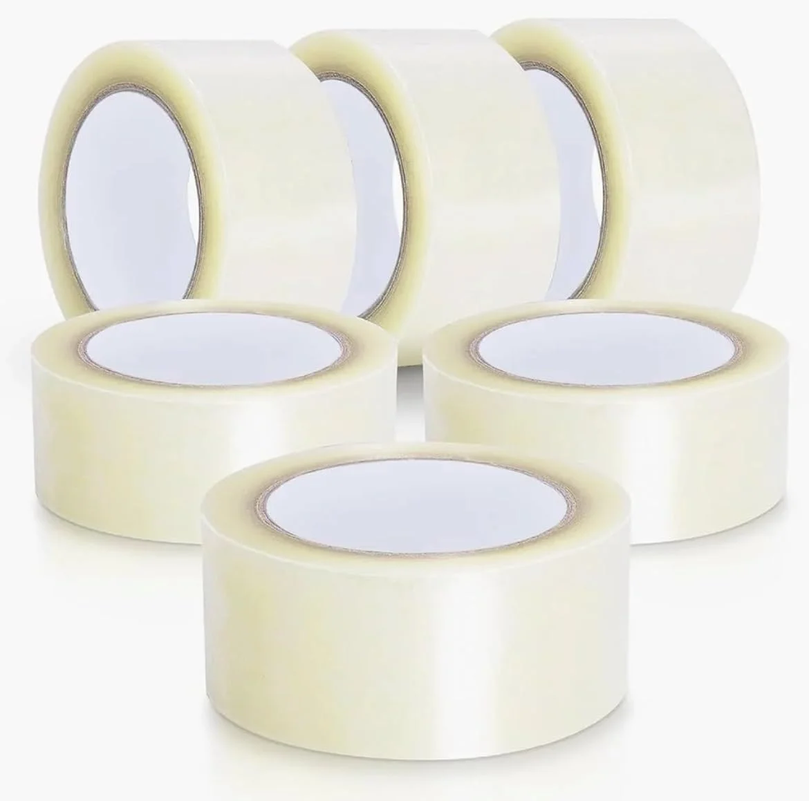 نوار بسته بندی شفاف BOPP کامفت، 6 عددی (طول 60 یارد)، نوار بسته بندی شفاف سنگین - 2 اینچ (5 سانتی متر) × 60 یارد (55 متر) - چسب قوی 50 میکرون برای بستن جعبه ها، لوازم اسباب کشی
