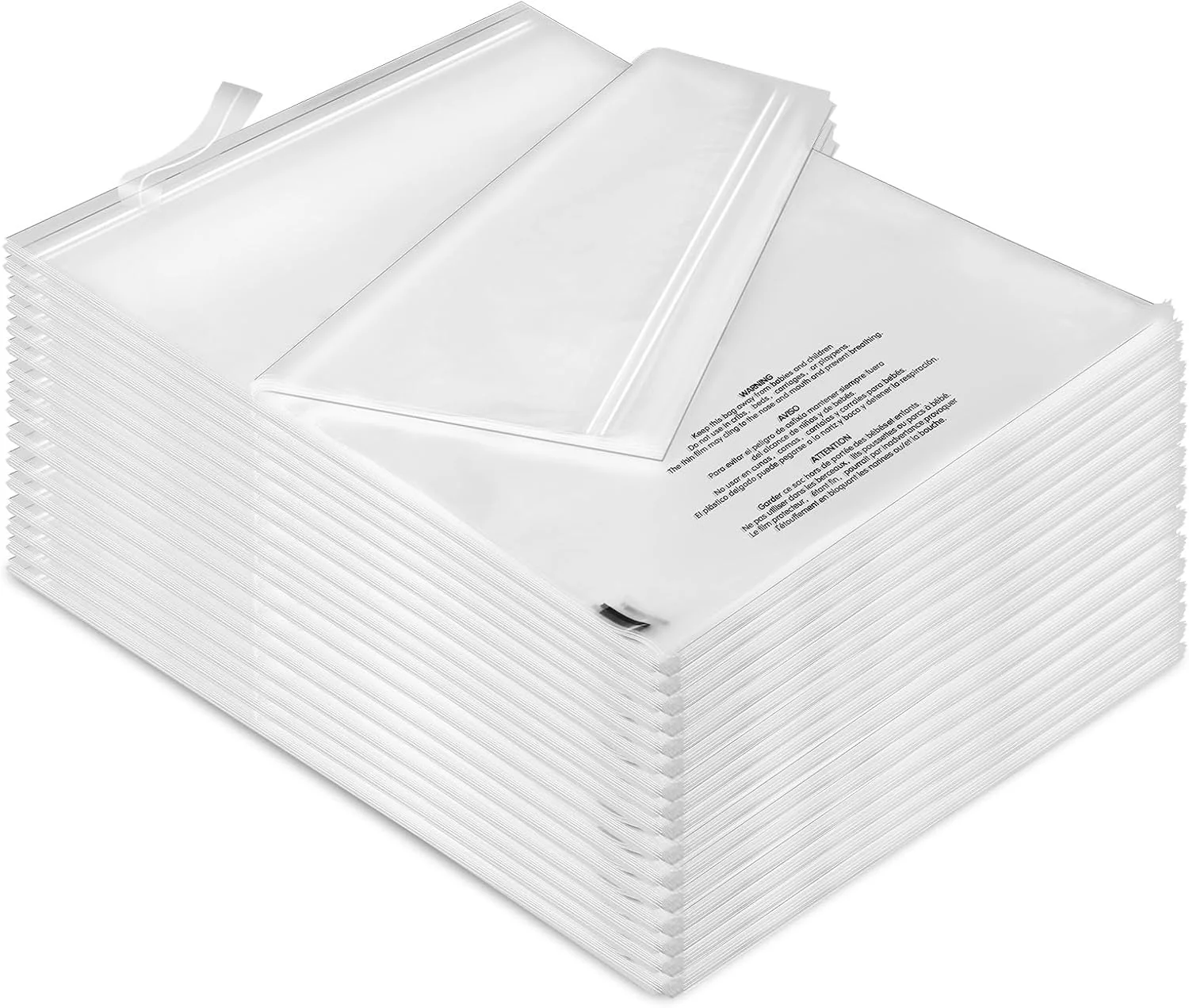 بسته 1500 عددی کیسه های پلی اتیلن شفاف خود چسب MotiMind با هشدار خفگی، کیسه های تی شرت پلی اتیلن شفاف برای بسته بندی، حمل و نقل، لباس و FBA با چسب دائمی (30 × 37.5 سانتی متر)