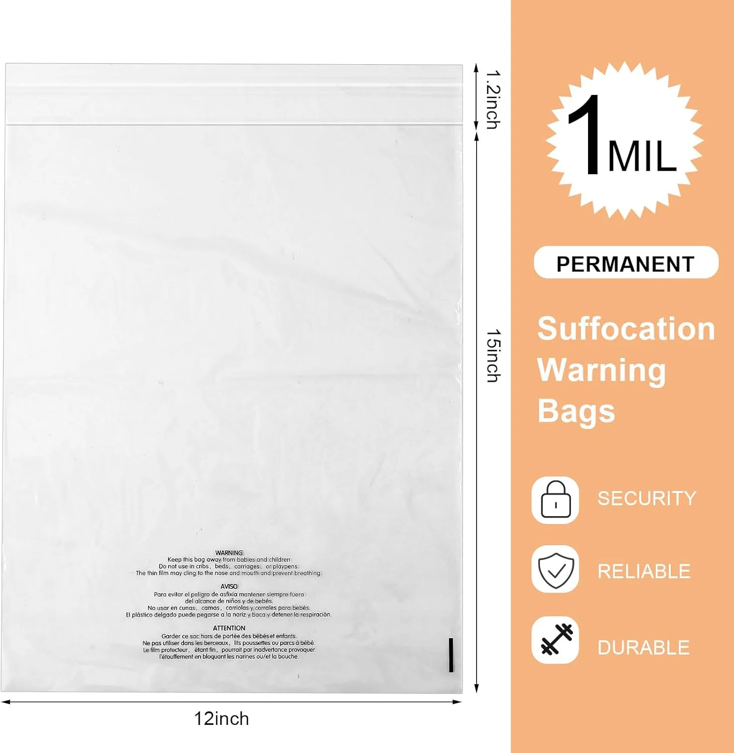 بسته 1500 عددی کیسه های پلی اتیلن شفاف خود چسب MotiMind با هشدار خفگی، کیسه های تی شرت پلی اتیلن شفاف برای بسته بندی، حمل و نقل، لباس و FBA با چسب دائمی (30 × 37.5 سانتی متر) بسته 1500 عددی کیسه های پلی اتیلن شفاف خود چسب MotiMind با هشدار خفگی، کیسه های تی شرت پلی اتیلن شفاف برای بسته بندی، حمل و نقل، لباس و FBA با چسب دائمی (30 × 37.5 سانتی متر)
