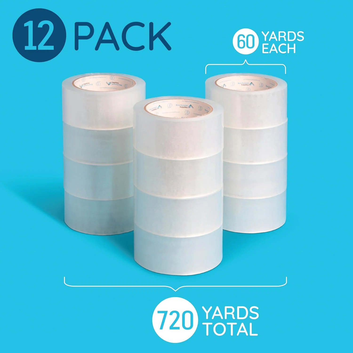 نوار بسته بندی سنگین آبی سامیت، بسته 12 عددی، نوار چسب بسته بندی شفاف طراحی شده برای جعبه های اسباب کشی، حمل و نقل، درجه تجاری، ضخامت 2.7 میل، 60 یارد، بسته 12 عددی، مجموع 720 یارد نوار بسته بندی سنگین آبی سامیت، بسته 12 عددی، نوار چسب بسته بندی شفاف طراحی شده برای جعبه های اسباب کشی، حمل و نقل، درجه تجاری، ضخامت 2.7 میل، 60 یارد، بسته 12 عددی، مجموع 720 یارد