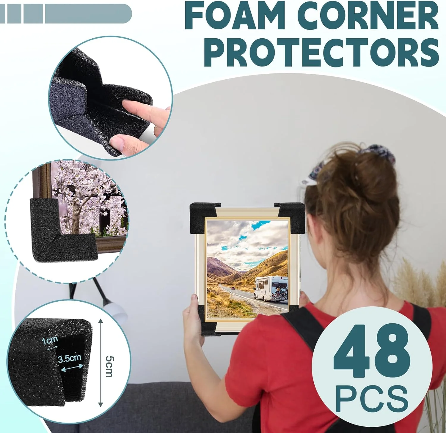 محافظ گوشه فومی Hiitytin بسته 48 عددی برای اسباب کشی آینه و تلویزیون، محافظ گوشه قاب فومی بسته بندی L شکل برای حمل و نقل، لوازم اسباب کشی برای محافظت از لبه عکس و آثار هنری (مشکی ساتن) محافظ گوشه فومی Hiitytin بسته 48 عددی برای اسباب کشی آینه و تلویزیون، محافظ گوشه قاب فومی بسته بندی L شکل برای حمل و نقل، لوازم اسباب کشی برای محافظت از لبه عکس و آثار هنری (مشکی ساتن)