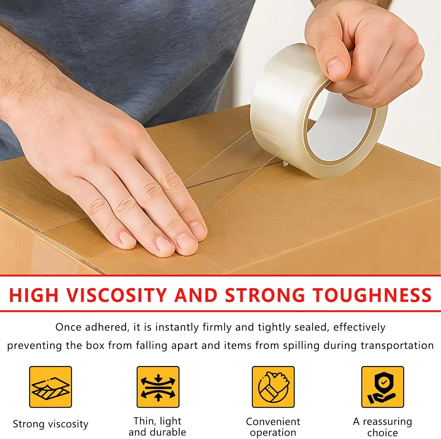 نوار بسته بندی ضخیم DOTUHAO، 12 رول نوار اسباب کشی، نوار جعبه، نوار بسته بندی اسکاچ، نوار بسته بندی شفاف با دستگاه پخش نوار بسته بندی برای بسته بندی و حمل و نقل، 48 میلی متر در 55 متر، مجموع 658 متر (12 عدد) نوار بسته بندی ضخیم DOTUHAO، 12 رول نوار اسباب کشی، نوار جعبه، نوار بسته بندی اسکاچ، نوار بسته بندی شفاف با دستگاه پخش نوار بسته بندی برای بسته بندی و حمل و نقل، 48 میلی متر در 55 متر، مجموع 658 متر (12 عدد)