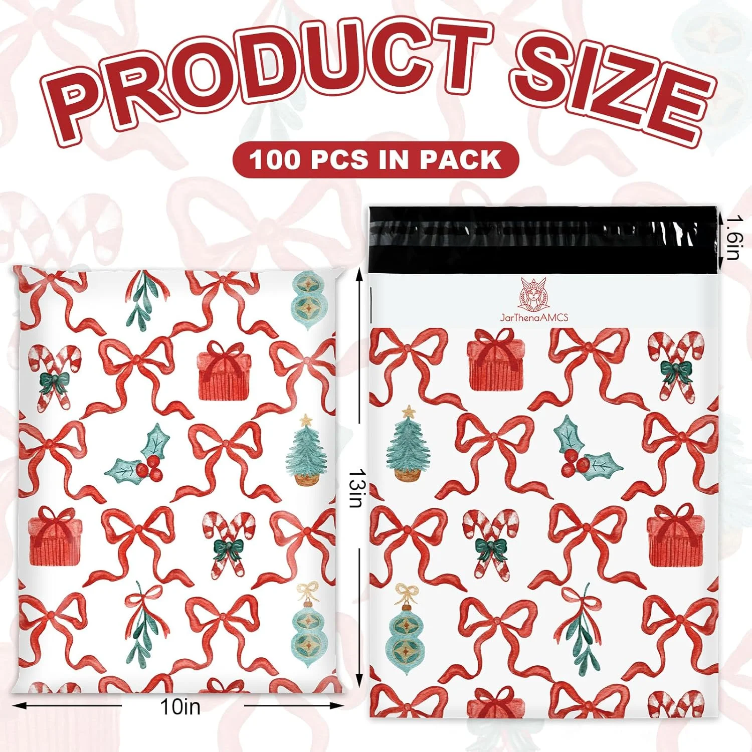 جارترناAMCS بسته 100 عددی پاکت پستی پلی کریسمس سایز 10x13 اینچ طرح پاپیون قرمز آب نبات عصایی پاکت های پستی کریسمس پلاستیکی خود چسب بسته بندی کیسه های پستی برای کسب و کارهای کوچک پوشاک جارترناAMCS بسته 100 عددی پاکت پستی پلی کریسمس سایز 10x13 اینچ طرح پاپیون قرمز آب نبات عصایی پاکت های پستی کریسمس پلاستیکی خود چسب بسته بندی کیسه های پستی برای کسب و کارهای کوچک پوشاک