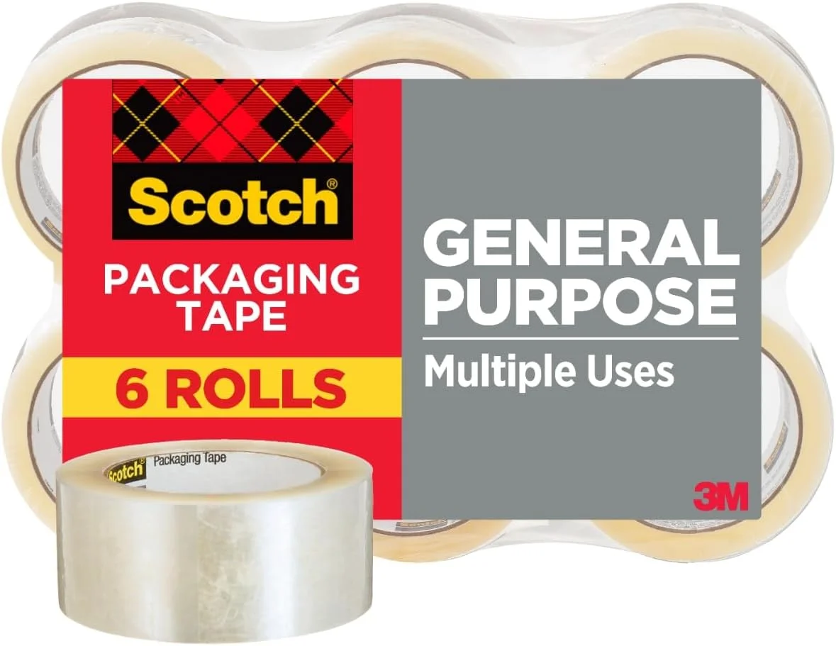 نوار بسته بندی اسکاچ، 48 میلی متر × 100 متر، عالی برای بسته بندی، حمل و نقل و جابجایی، 6 رول (3350L-6) نوار بسته بندی اسکاچ، 48 میلی متر × 100 متر، عالی برای بسته بندی، حمل و نقل و جابجایی، 6 رول (3350L-6)