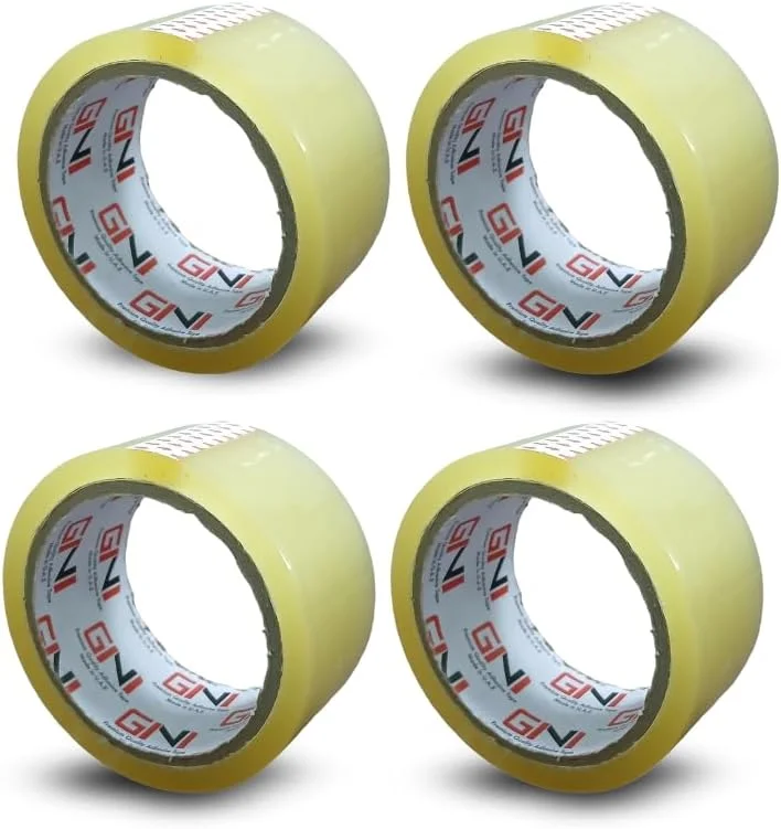 نوار چسب بسته بندی شفاف GINI | 48 میلی متر × 50 یارد، نوار بسته بندی قوی و سنگین برای مهر و موم کردن جعبه های بسته، جعبه های اسباب کشی، کیسه های پستی بزرگ، لوازم اداری [4 رول]