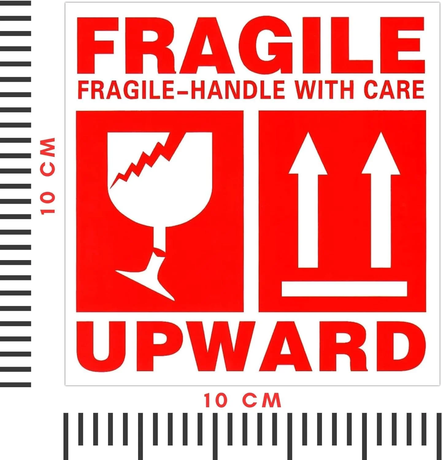 برچسب های شکننده بزرگ براق الفخامه، 50 عددی، 10x10 سانتی متر، برچسب های هشدار دهنده رو به بالا برای بسته بندی ایمن جعبه های حمل و نقل، چمدان - بسته 50 عددی برچسب های شکننده بزرگ براق الفخامه، 50 عددی، 10x10 سانتی متر، برچسب های هشدار دهنده رو به بالا برای بسته بندی ایمن جعبه های حمل و نقل، چمدان - بسته 50 عددی