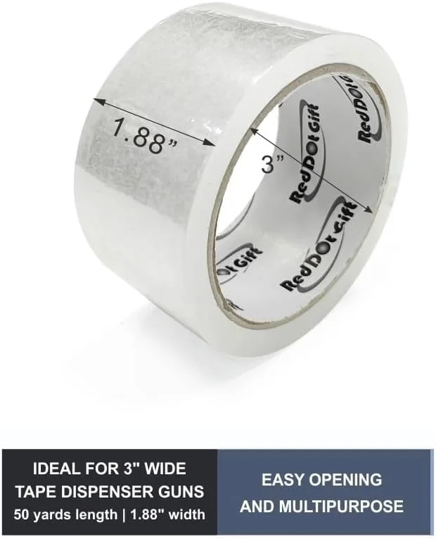 نوار بسته بندی شفاف-سفید 48 میلی متری در 50 یاردی Red Dot Gift، نوار بسته بندی سنگین برای مهر و موم کردن جعبه های بسته، جعبه های اسباب کشی خانه، کیسه های پستی بزرگ، لوازم اداری (سفید، 50 یارد در 1 رول) نوار بسته بندی شفاف-سفید 48 میلی متری در 50 یاردی Red Dot Gift، نوار بسته بندی سنگین برای مهر و موم کردن جعبه های بسته، جعبه های اسباب کشی خانه، کیسه های پستی بزرگ، لوازم اداری (سفید، 50 یارد در 1 رول)