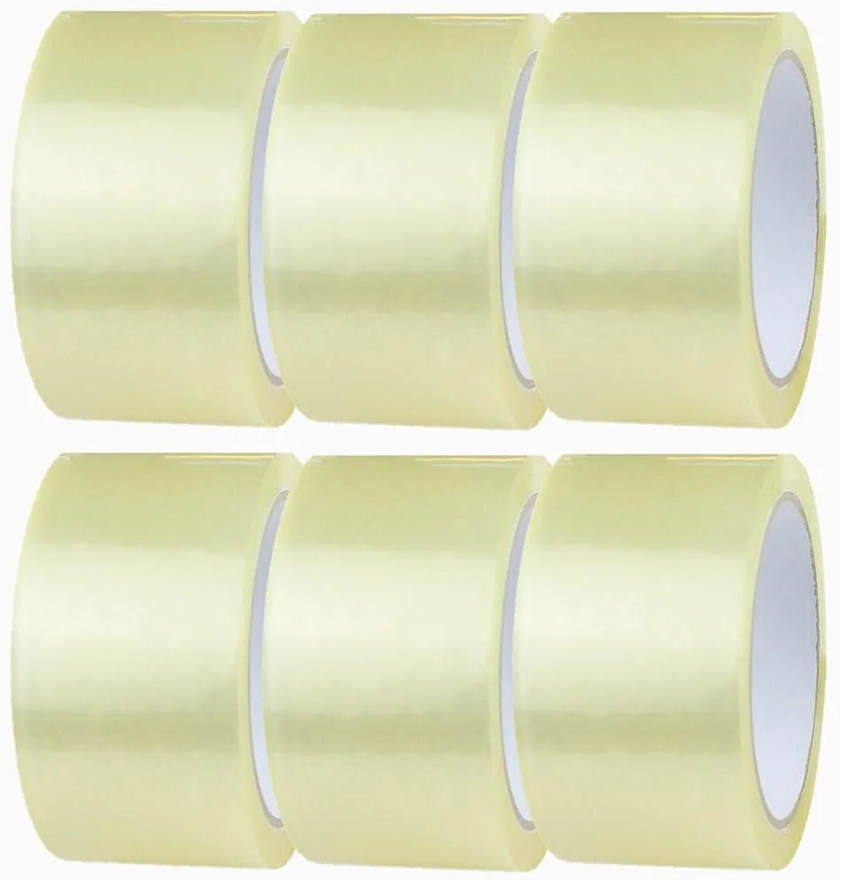 نوار چسب بسته بندی شفاف TAPE، 2 اینچ در 50 یارد - نوار بسته بندی قوی برای جعبه های اسباب کشی، جعبه های پستی، کیسه های پستی، لوازم اداری، رول های 6 عددی