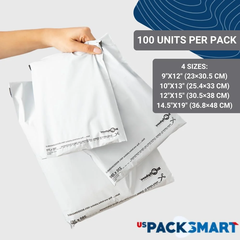 پاکت پستی پلی اتیلن هوشمند US PACK. پاکت های پستی پلاستیکی. کیسه های پلی اتیلن. (100 عدد در هر بسته) 10"x13" پاکت پستی پلی اتیلن هوشمند US PACK. پاکت های پستی پلاستیکی. کیسه های پلی اتیلن. (100 عدد در هر بسته) 10"x13"