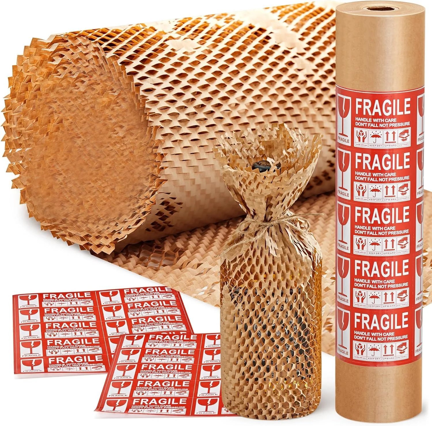 کاغذ بستهبندی لانه زنبوری تجزیهپذیر با 20 برچسب شکستنی - جایگزین سازگار با محیط زیست برای پلاستیک حبابدار برای بستهبندی اقلام ظریف - مواد بستهبندی قابل بازیافت ساخته شده از کاغذ (30 سانتیمتر × 30 متر) کاغذ بستهبندی لانه زنبوری تجزیهپذیر با 20 برچسب شکستنی - جایگزین سازگار با محیط زیست برای پلاستیک حبابدار برای بستهبندی اقلام ظریف - مواد بستهبندی قابل بازیافت ساخته شده از کاغذ (30 سانتیمتر × 30 متر)