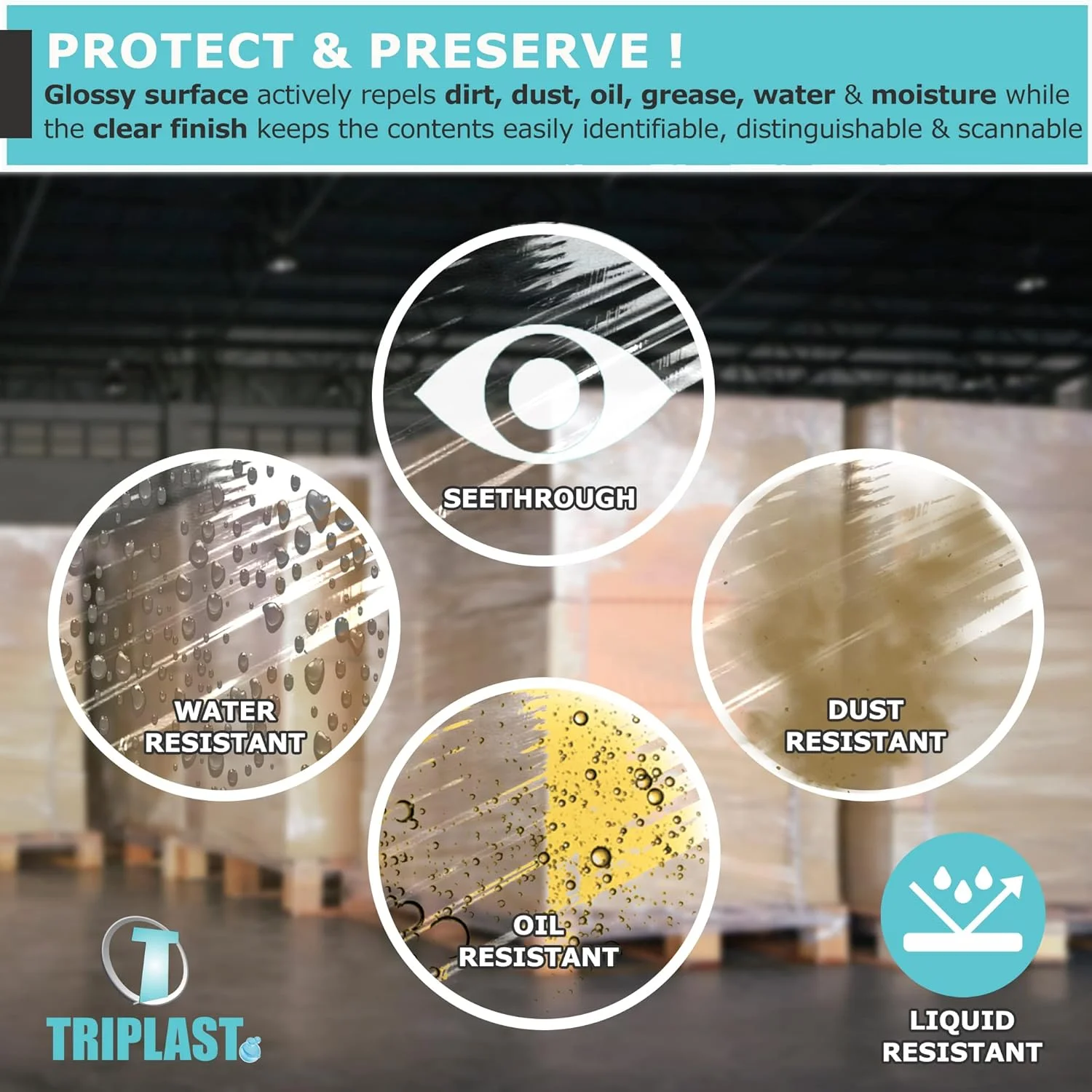 رول استرچ پالت شفاف Triplast، 400 میلیمتر | هسته استاندارد، ضخامت 17 میکرون، استحکام صنعتی | فیلم استرچ، فیلم چسبنده، پلاستیک بستهبندی | بستهبندی برای اسبابکشی، مصارف صنعتی و انبار رول استرچ پالت شفاف Triplast، 400 میلیمتر | هسته استاندارد، ضخامت 17 میکرون، استحکام صنعتی | فیلم استرچ، فیلم چسبنده، پلاستیک بستهبندی | بستهبندی برای اسبابکشی، مصارف صنعتی و انبار