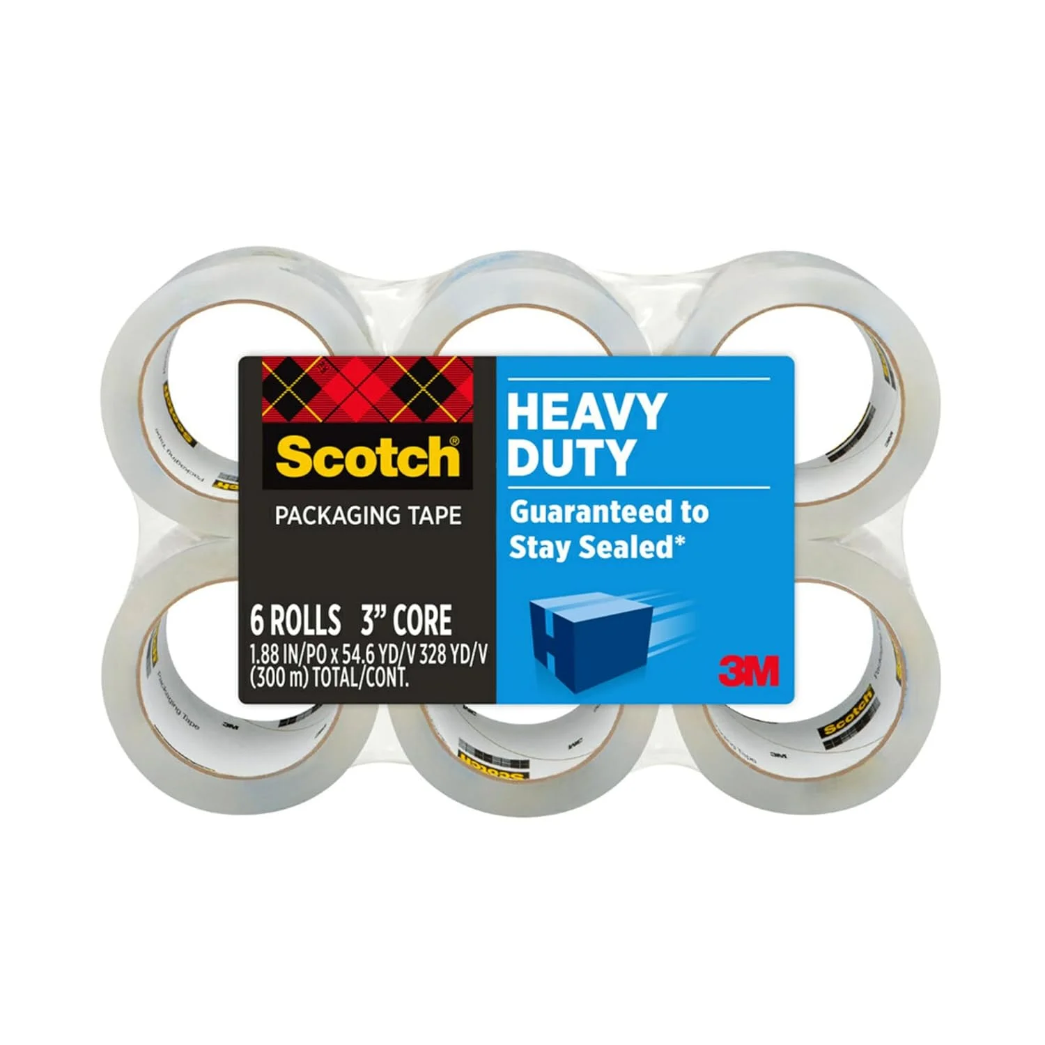 نوار بسته بندی سنگین 3M Scotch، 48 میلی متر × 50 متر، طراحی شده برای بسته بندی، حمل و نقل و پست، مهر و موم قوی روی انواع جعبه، هسته 76 میلی متری، شفاف، 6 رول (3850-6) نوار بسته بندی سنگین 3M Scotch، 48 میلی متر × 50 متر، طراحی شده برای بسته بندی، حمل و نقل و پست، مهر و موم قوی روی انواع جعبه، هسته 76 میلی متری، شفاف، 6 رول (3850-6)