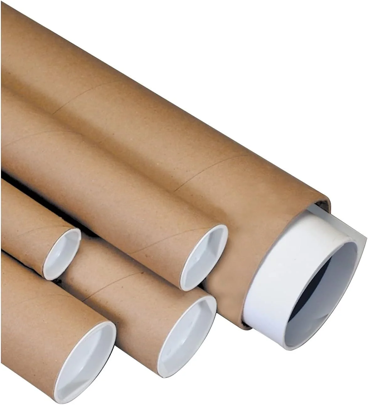 لوله های پستی با درب، 3" x 20" کرافت - [قیمت بر اساس هر کارتن]، مقوایی