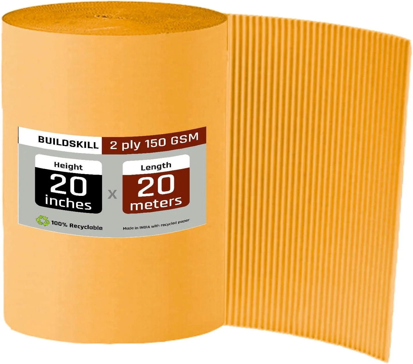متریال بسته بندی Buildskill، رول مقوایی، کاغذ قهوه ای 2 لایه 50x2000 سانتی متر، 150x100 GSM - ورق های مقوایی عالی برای صنایع دستی، مواد بسته بندی، کاغذ بسته بندی، ورق های مقوایی، استفاده در خانه و محل کار