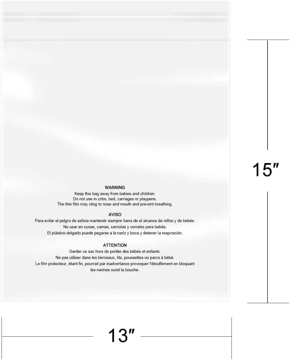 iMailer - 200 عدد - کیسه های پلی اتیلن 13" x 15" با هشدار خفگی خود چسب - کیسه های حمل و نقل شفاف 1.6 میل برای لباس، پیراهن، بسته بندی - چسب دائمی iMailer - 200 عدد - کیسه های پلی اتیلن 13" x 15" با هشدار خفگی خود چسب - کیسه های حمل و نقل شفاف 1.6 میل برای لباس، پیراهن، بسته بندی - چسب دائمی