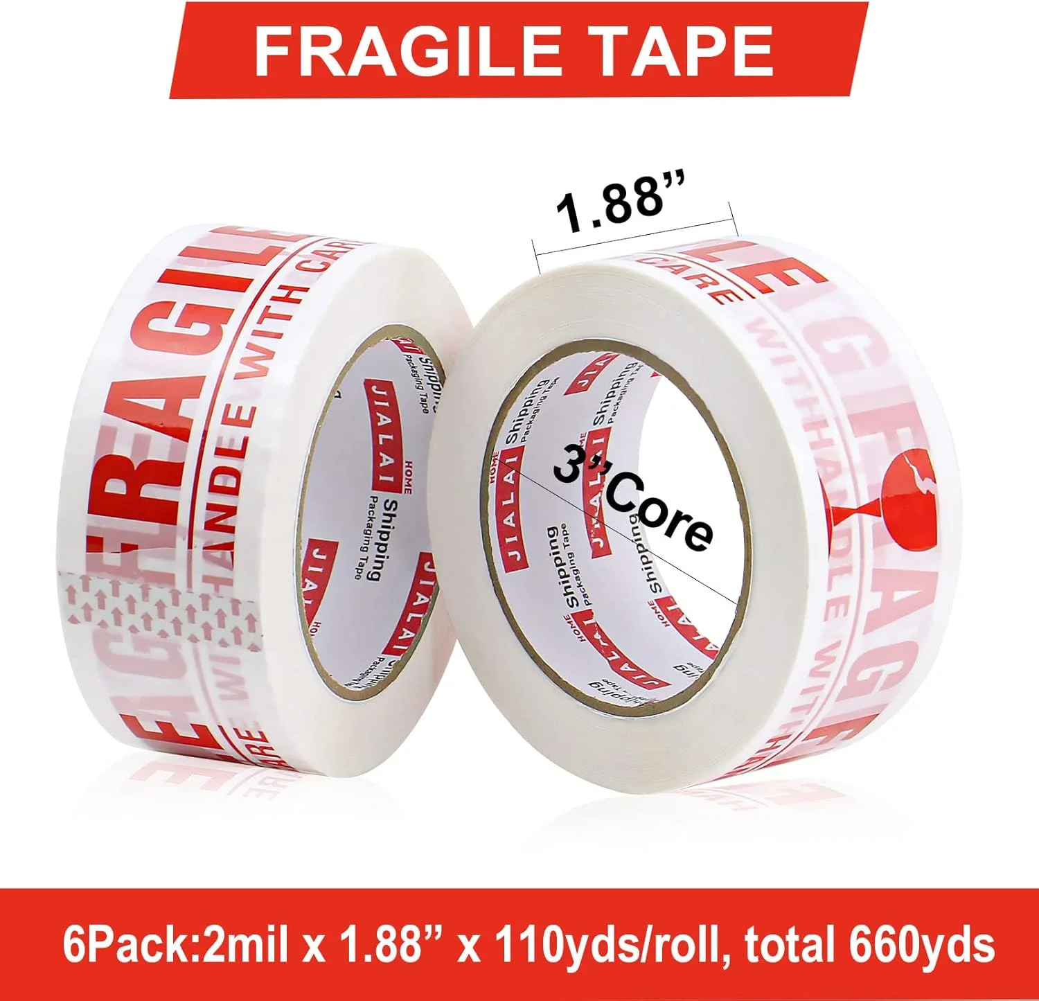6 حلقه نوار چسب بسته بندی علامت شکننده برای حمل و نقل، 5 سانتی متر × 100 متر نوار هشدار دهنده سنگین برای بسته بندی جعبه های پستی، جعبه های اسباب کشی منازل، محصولات شکننده، ابزار دقیق، اشیاء قیمتی 6 حلقه نوار چسب بسته بندی علامت شکننده برای حمل و نقل، 5 سانتی متر × 100 متر نوار هشدار دهنده سنگین برای بسته بندی جعبه های پستی، جعبه های اسباب کشی منازل، محصولات شکننده، ابزار دقیق، اشیاء قیمتی