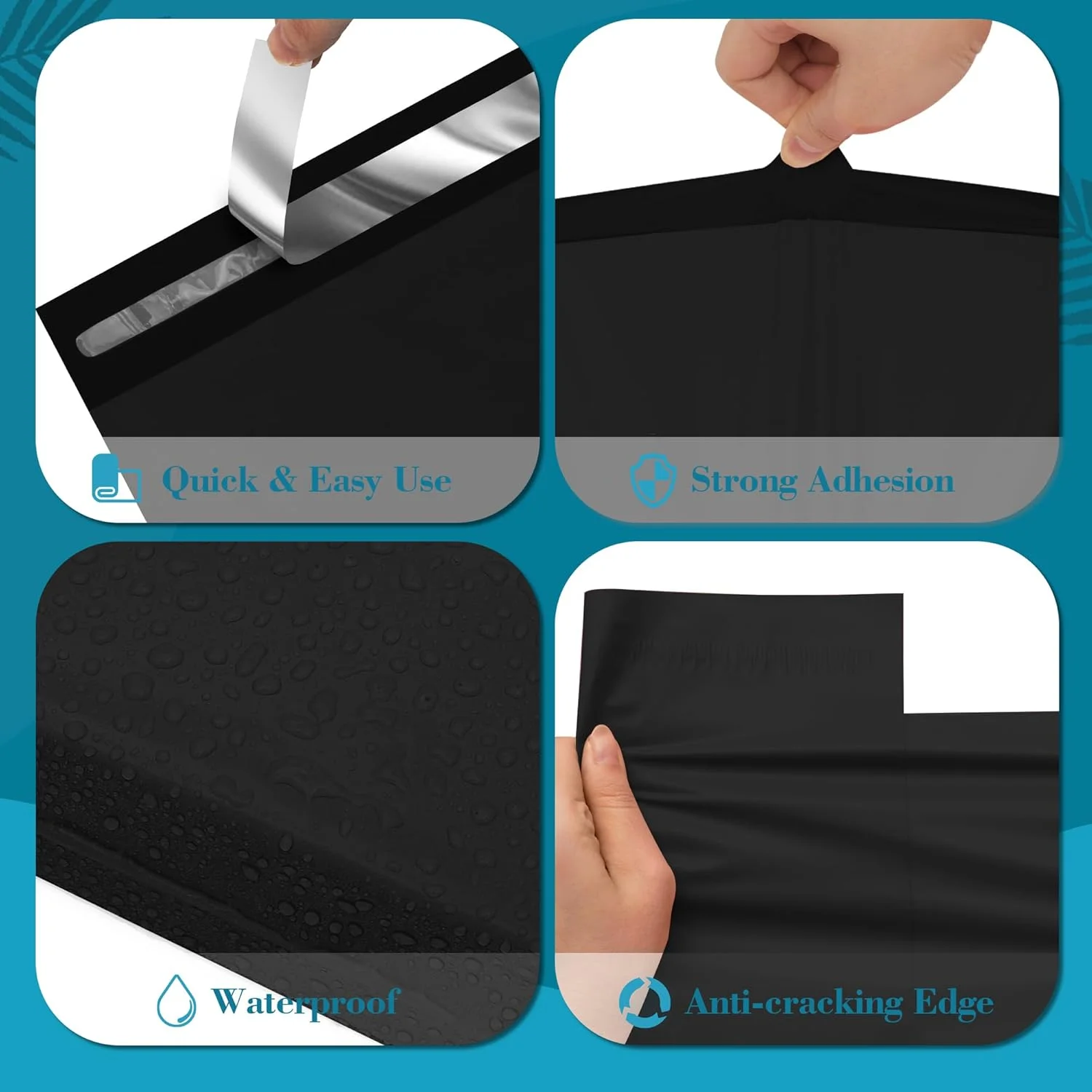 پاکت پستی پلی با دسته JinRuiKJ سایز 10x13 اینچ 100 عددی، کیسه های حمل آسان برای لباس، پاکت های پستی تشکر با نوار چسب خود چسب، ضد آب و ضد پارگی - مشکی پاکت پستی پلی با دسته JinRuiKJ سایز 10x13 اینچ 100 عددی، کیسه های حمل آسان برای لباس، پاکت های پستی تشکر با نوار چسب خود چسب، ضد آب و ضد پارگی - مشکی