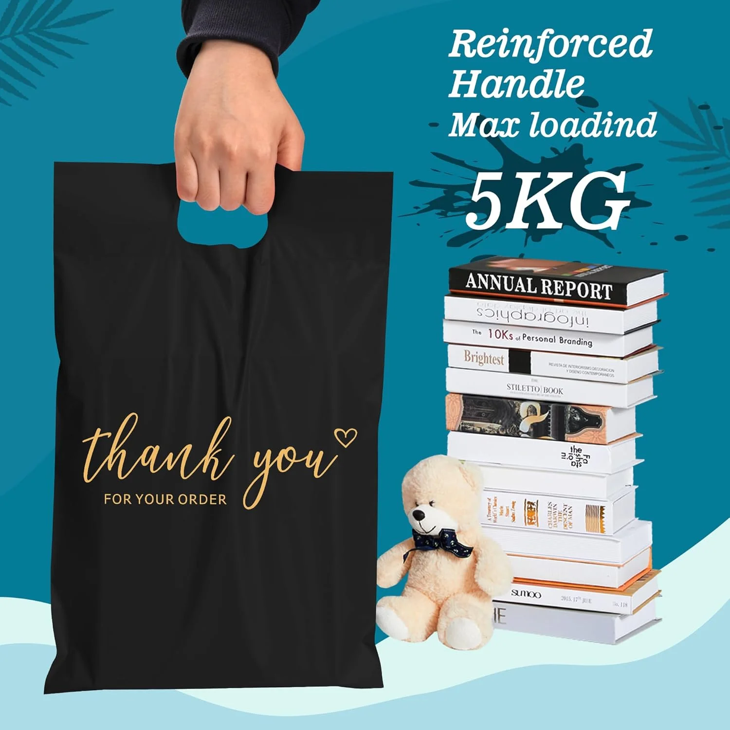 پاکت پستی پلی با دسته JinRuiKJ سایز 10x13 اینچ 100 عددی، کیسه های حمل آسان برای لباس، پاکت های پستی تشکر با نوار چسب خود چسب، ضد آب و ضد پارگی - مشکی پاکت پستی پلی با دسته JinRuiKJ سایز 10x13 اینچ 100 عددی، کیسه های حمل آسان برای لباس، پاکت های پستی تشکر با نوار چسب خود چسب، ضد آب و ضد پارگی - مشکی