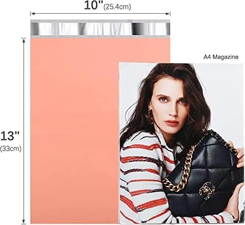 پاکت پستی پلی متالیک 10x13، 300 عدد، کیسه های پستی چسبی قوی برای لباس، کیسه های پستی متوسط برای کسب و کارهای کوچک، پاکت های پستی، کیسه های بسته بندی مقاوم در برابر پارگی به رنگ صورتی هلویی