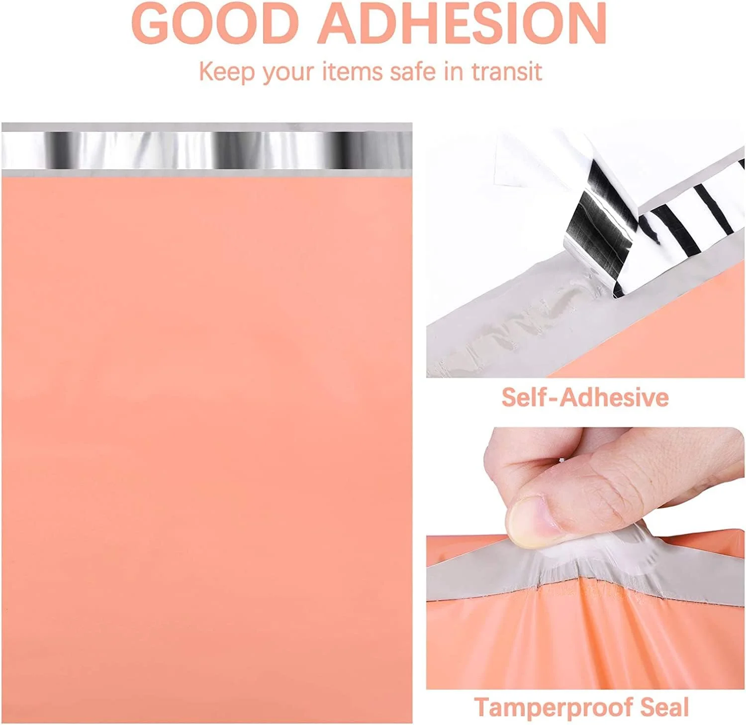 پاکت پستی پلی متالیک 10x13، 300 عدد، کیسه های پستی چسبی قوی برای لباس، کیسه های پستی متوسط برای کسب و کارهای کوچک، پاکت های پستی، کیسه های بسته بندی مقاوم در برابر پارگی به رنگ صورتی هلویی