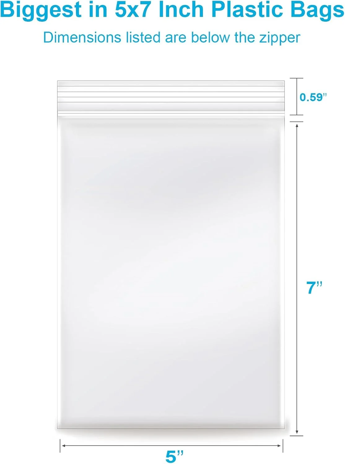 انباری، بسته 100 عددی کیسه های پلاستیکی شفاف زیپ دار قابل بستن مجدد 5x7 اینچ، ضخامت 2 میل، کیسه زیپ کوچک شفاف، کیسه جواهرات، کیسه آب نبات، ذخیره سازی، بسته بندی و حمل و نقل...